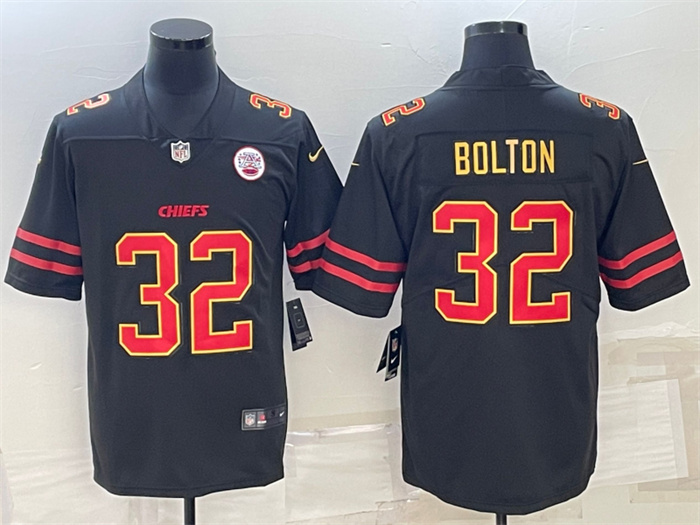 Men Kansas City Chiefs 32 Nick Bolton Black Red Gold Vapor Untouchable Limited Stitched Jersey