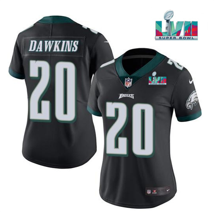 Women Philadelphia Eagles 20 Brian Dawkins Black Super Bowl LVII PatchVapor Untouchable Limited Stit