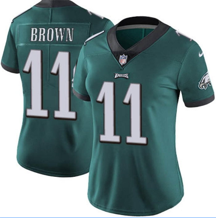 Women Philadelphia Eagles 11 A J  Brown Green Vapor Untouchable Limited Stitched Football Jersey