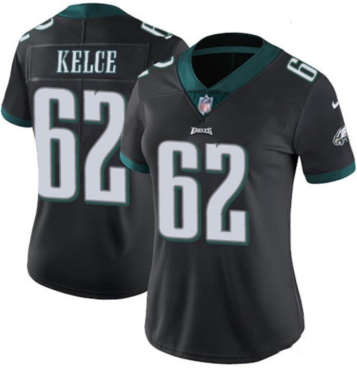 Women Philadelphia Eagles 62 Jason Kelce Black Vapor Untouchable Limited Stitched Football Jersey