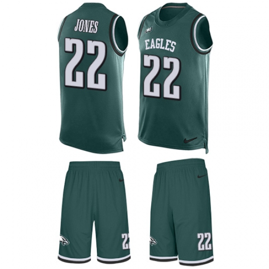 Men's Nike Philadelphia Eagles #22 Sidney Jones Limited Midnight Green Tank Top Suit NFL Jersey