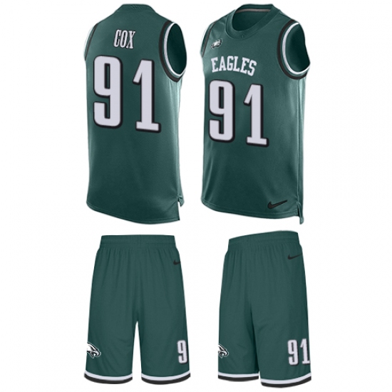 Men's Nike Philadelphia Eagles #91 Fletcher Cox Limited Midnight Green Tank Top Suit NFL Jersey