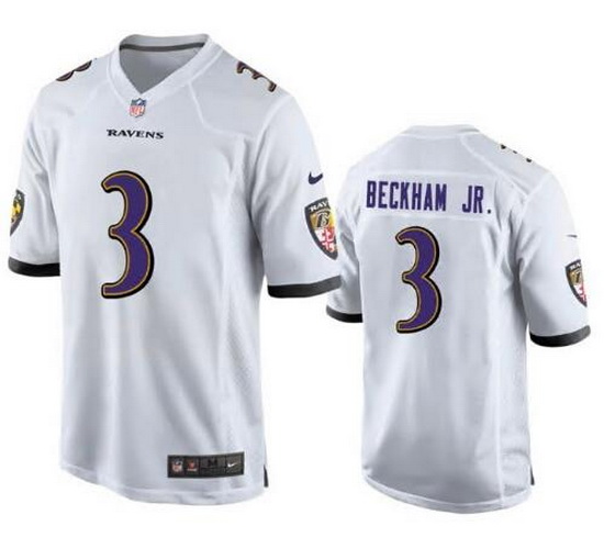 Youth Nike Baltimore Ravens #3 Beckham Jr White NFL Vapor Limited Jerseys