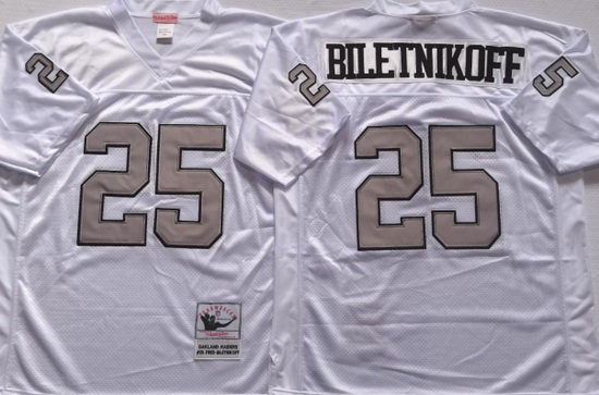 Oakland Raiders White #25 BILETNIKOFF White Stitched NFL Throwback Jersey