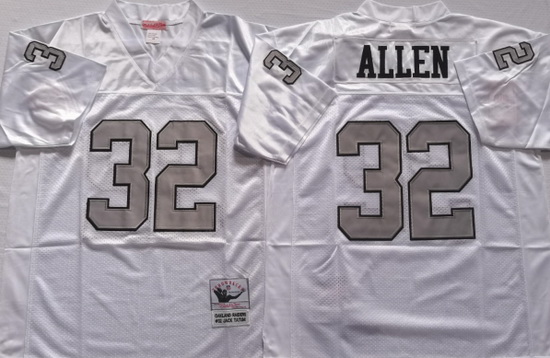 Oakland Raiders White #32 ALLEN White Stitched NFL Throwback Jer
