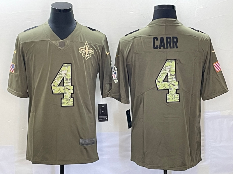 Men's New Orleans Saints #4 Derek Carr Olive With Camo 2017 Salute To Service Stitched NFL Nike Limi