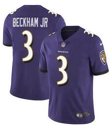 Men Nike Baltimore Ravens #3 Odell Beckham Jr Purple Vapor Untouchable Limited Jersey