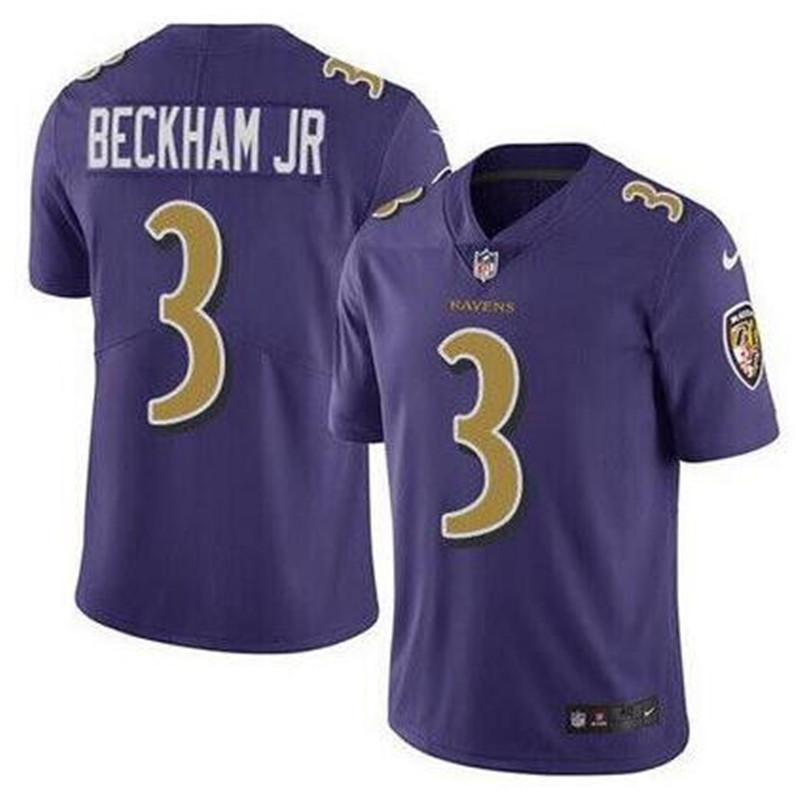 Men Nike Baltimore Ravens #3 Odell Beckham Jr Purple Color Rush Limited Jersey