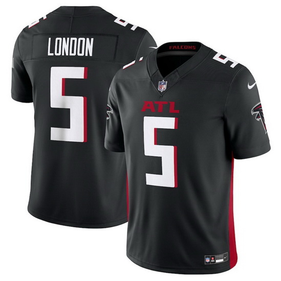 Men Atlanta Falcons 5 Drake London Black 2023 F.U.S.E. Vapor Untouchable Limited Stitched Football J