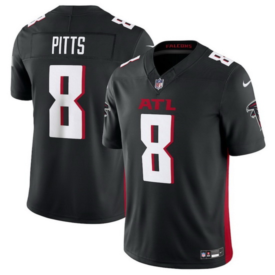 Men Atlanta Falcons 8 Kyle Pitts Black 2023 F.U.S.E. Vapor Untouchable Limited Stitched Football Jer