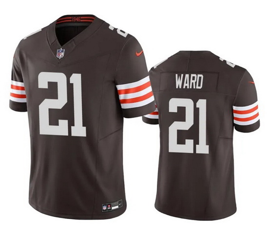 Men Cleveland Browns 21 Denzel Ward Brown 2023 F.U.S.E. Vapor Untouchable Limited Stitched Jersey