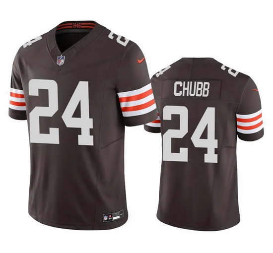 Men Cleveland Browns 24 Nick Chubb Brown 2023 F.U.S.E. Vapor Untouchable Limited Stitched Jersey