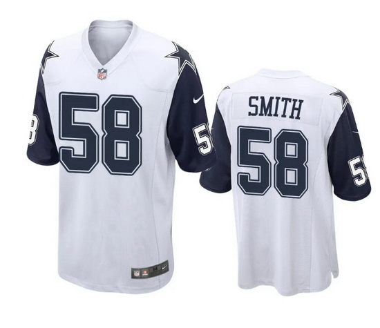 Men Dallas Cowboys 58 Mazi Smith White Thanksgiving Stitched Football Jersey