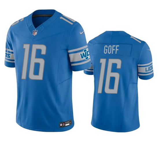 Men Detroit Lions 16 Jared Goff Blue 2023 F.U.S.E. Vapor Untouchable Limited Stitched Jersey