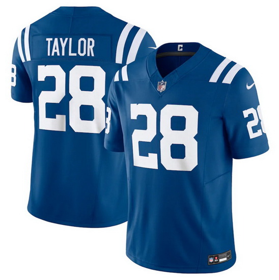 Men Indianapolis Colts 28 Jonathan Taylor Blue 2023 F.U.S.E.Vapor Untouchable Stitched Football Jers