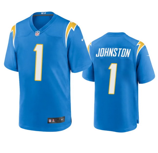 Men Los Angeles Chargers 1 Quentin Johnston Blue Stitched Game Jersey