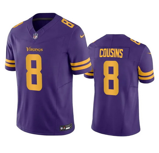 Men Minnesota Vikings 8 Kirk Cousins Purple 2023 F.U.S.E. Color Rush Stitched Jersey