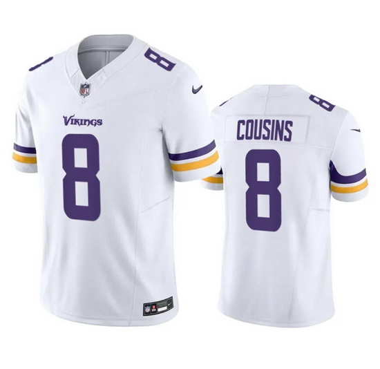 Men Minnesota Vikings 8 Kirk Cousins White 2023 F.U.S.E. Vapor Untouchable Stitched Jersey