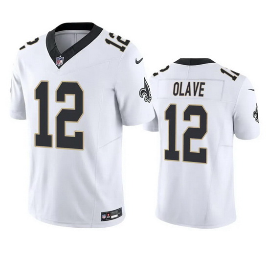 Men New Orleans Saints 12 Chris Olave White 2023 F.U.S.E. Vapor Untouchable Limited Stitched Jersey