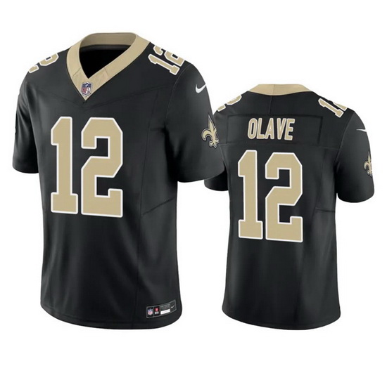 Men New Orleans Saints 12 Chris Olave Black 2023 F.U.S.E. Vapor Untouchable Limited Stitched Jersey