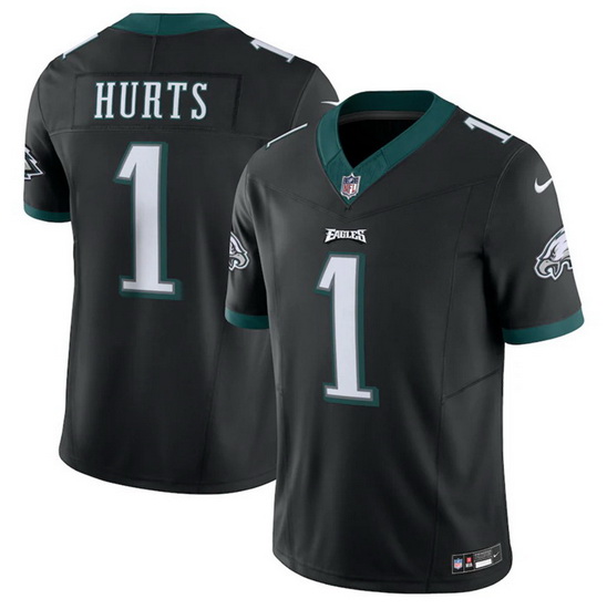 Men Philadelphia Eagles 1 Jalen Hurts Black 2023 F.U.S.E. Vapor Untouchable Limited Stitched Footbal