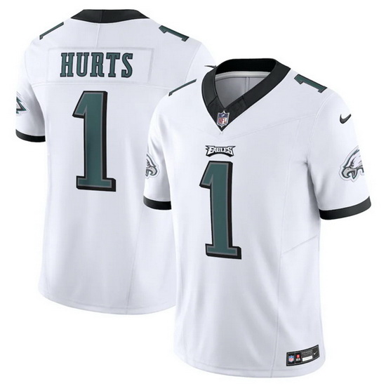 Men Philadelphia Eagles 1 Jalen Hurts White 2023 F.U.S.E. Vapor Untouchable Limited Stitched Footbal