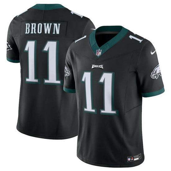 Men Philadelphia Eagles 11 A J Brown Black 2023 F.U.S.E. Vapor Untouchable Limited Stitched Football