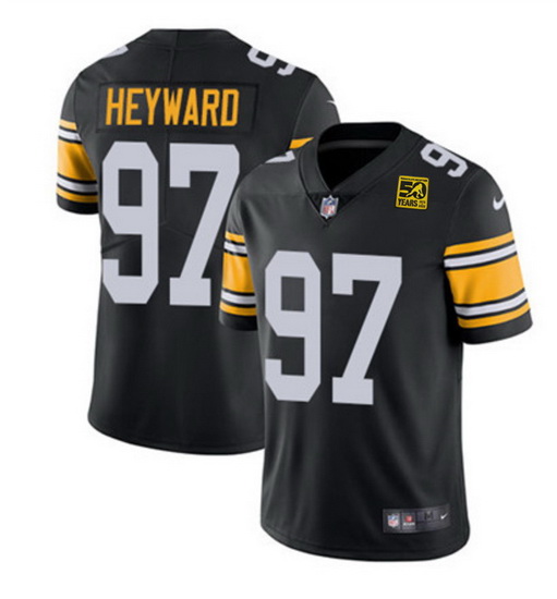 Men Pittsburgh Steelers 97 Cameron Heyward Black 2023 50th Anniversary Vapor Untouchable Limited Jer