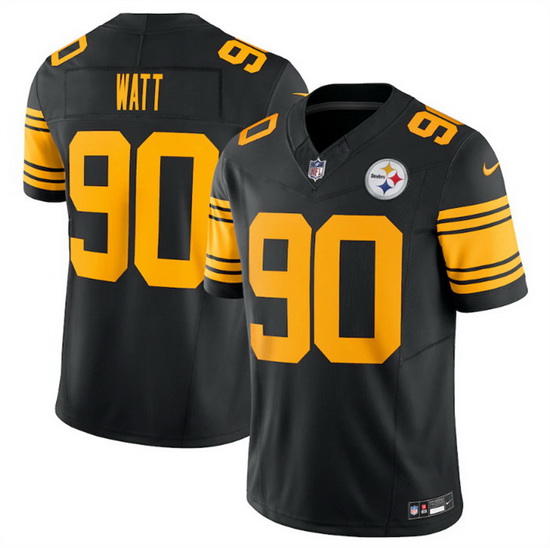 Men Pittsburgh Steelers 90 T J Watt Black 2023 F.U.S.E. Vapor Color Rush Limited Jersey