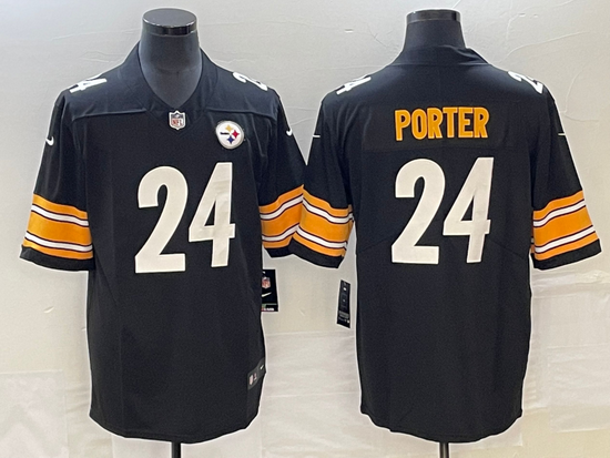 Men's Pittsburgh Steelers #24 Joey Porter Jr. Black 2023 Draft V