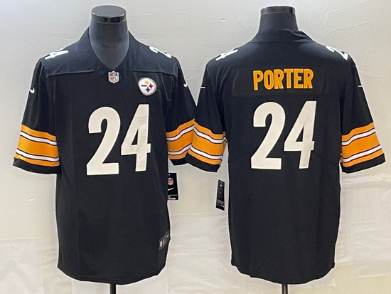 Men's Pittsburgh Steelers #24 Joey Porter Jr. Black 2023 Draft Vapor Untouchable Limited Stitched Je