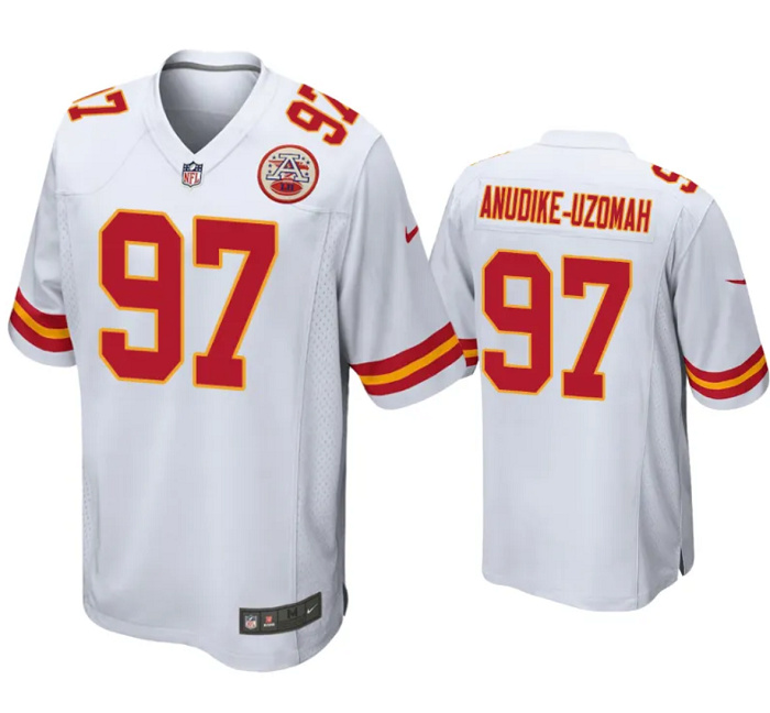 Men   Kansas City Chiefs 97 Felix Anudike Uzomah White Limited Stitched Football Game Jersey