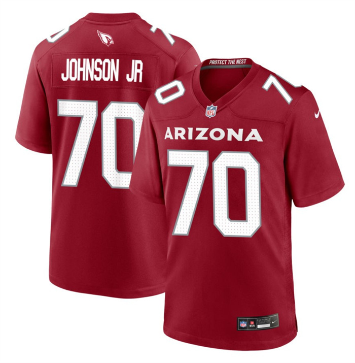 Men Arizona Cardinals 70 Paris Johnson Jr Red 2023 Draft Stitched Game Football Jersey