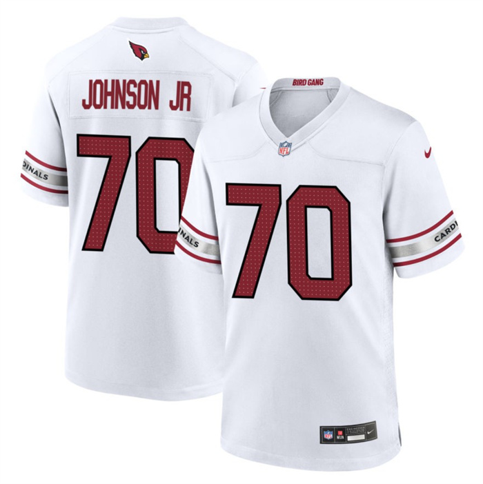 Men Arizona Cardinals 70 Paris Johnson Jr White 2023 Draft Stitched Game Football Jersey