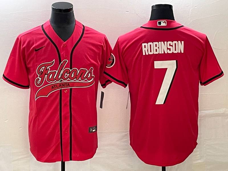 Men Atlanta Falcons 7 Bijan Robinson Red With Patch Cool Base Stitched Baseball Jersey