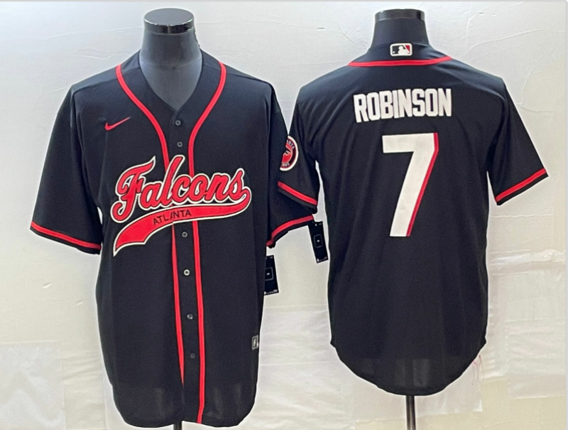 Men Atlanta Falcons 7 Bijan Robinson Black With Patch Cool Base Stitched Baseball Jersey