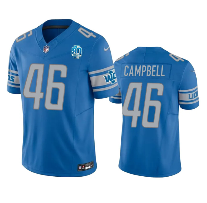 Men Detroit Lions 46 Jack Campbell Blue 2023 F U S E  90th Anniversary Vapor Untouchable Limited Sti