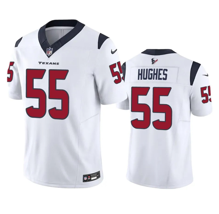 Men Houston Texans 55 Jerry Hughes White 2023 F U S E Vapor Untouchable Stitched Football Jersey