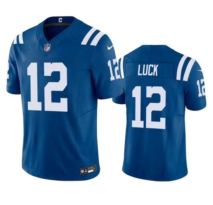 Men Indianapolis Colts 12 Andrew Luck Blue 2023 F U S E Vapor Untouchable Stitched Football Jersey