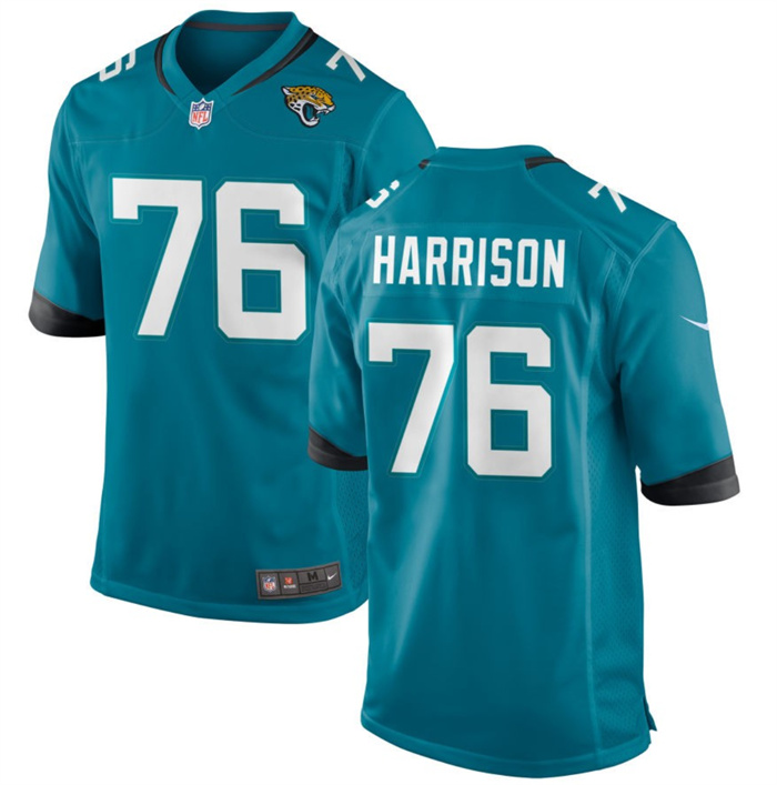 Men Jacksonville Jaguars 76 Anton Harrison Teal 2023 Draft Stitched Game Jersey