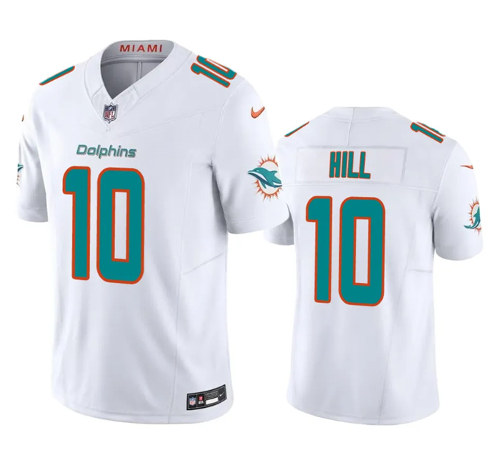 Men Miami Dolphins 10 Tyreek Hill White 2023 F U S E Vapor Limited Stitched Football Jersey