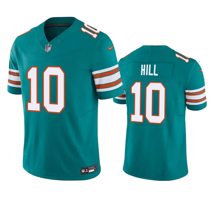 Men Miami Dolphins 10 Tyreek Hill Aqua 2023 F U S E Vapor Limited Stitched Football Jersey