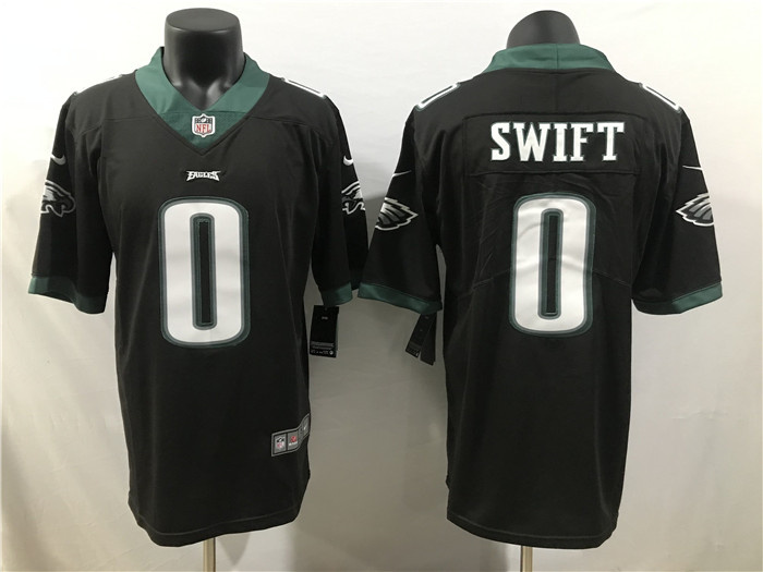 Men Philadelphia Eagles 0 D'Andre Swift Black 2023 Draft Vapor Limited Stitched Football Jersey